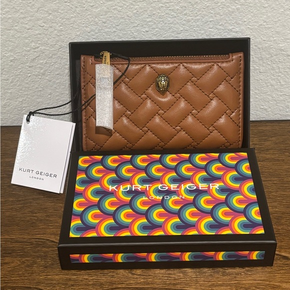 Kurt Geiger Handbags - Kurt Geiger Brown Quilted Wallet with Gold Accent